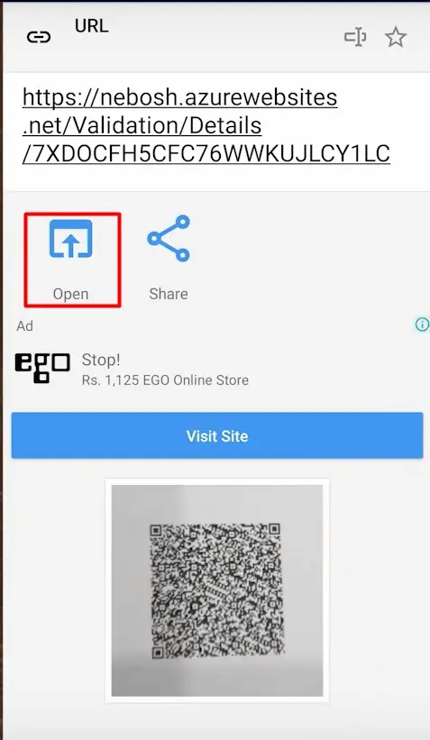 NEBOSH Bar Code Scanned